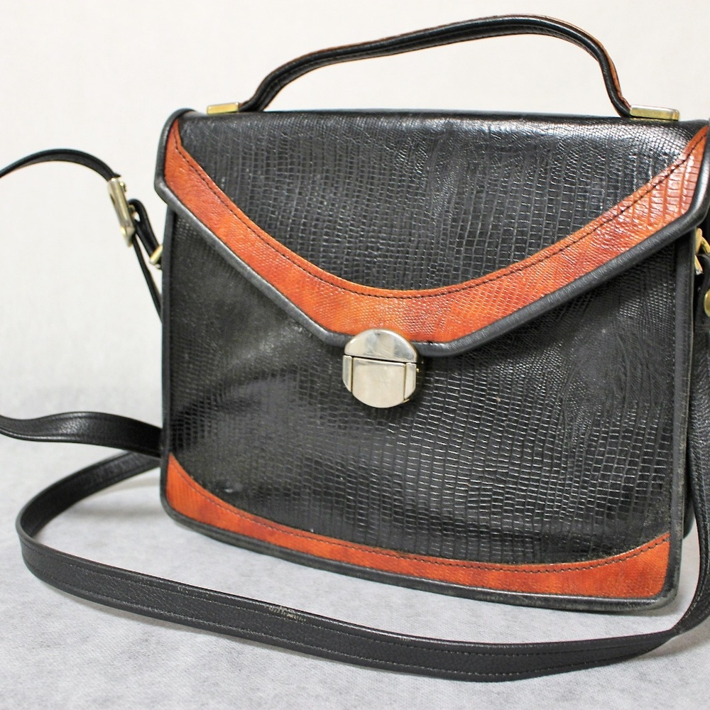Vintage bag Alligator Genuine leather Handmade by